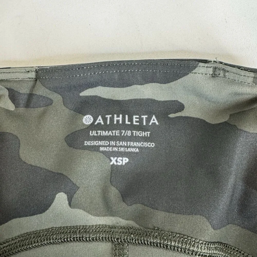 Athleta Ultimate Camo 7/8 Legging Size XSP Olive Green #531773 - Picture 10 of 13